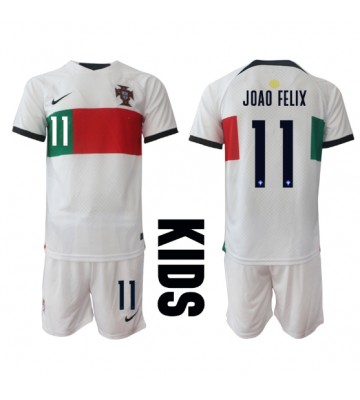 Portugal Joao Felix #11 Bortaställ Barn VM 2022 Kortärmad (+ Korta byxor)